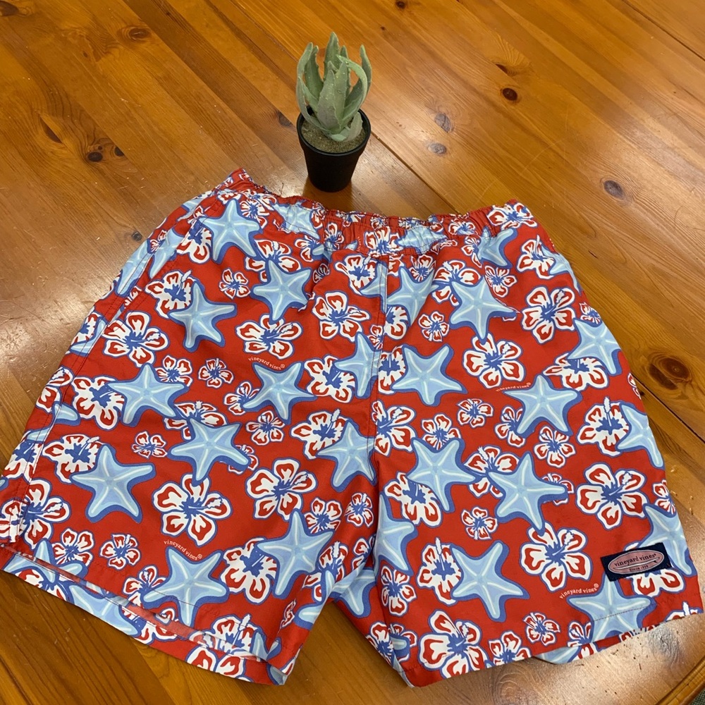 Vineyard Vines Men’s Red & Blue Swim Shorts Medium